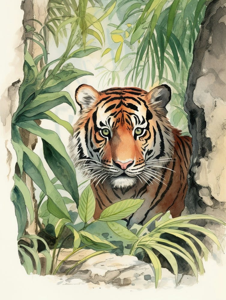 Storybook Animal Watercolour Siberian Tiger 3