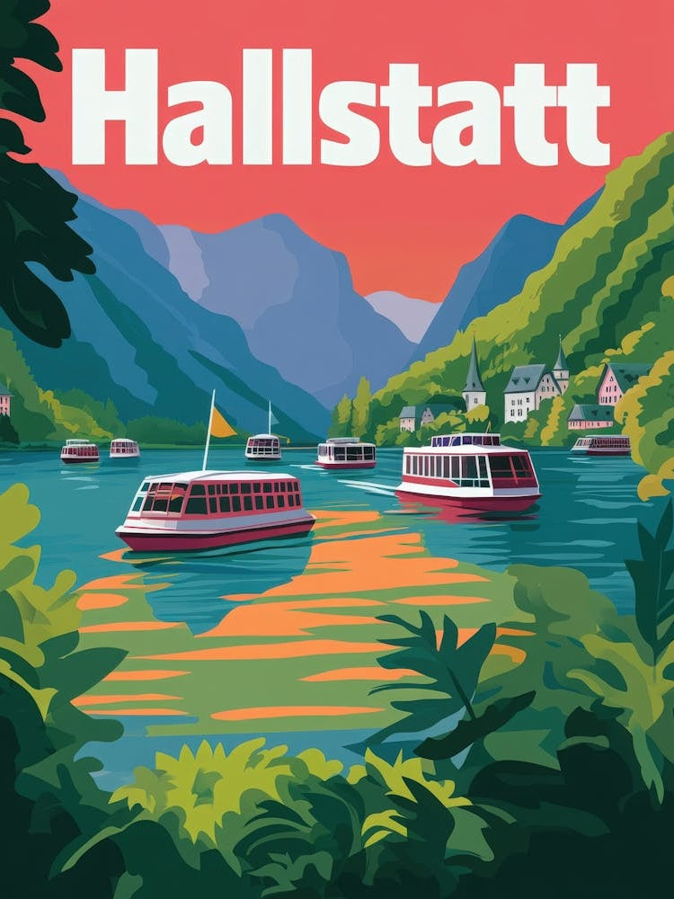 Aihrgdesign A 1970s Inspired Travel Poster For Hallstatt