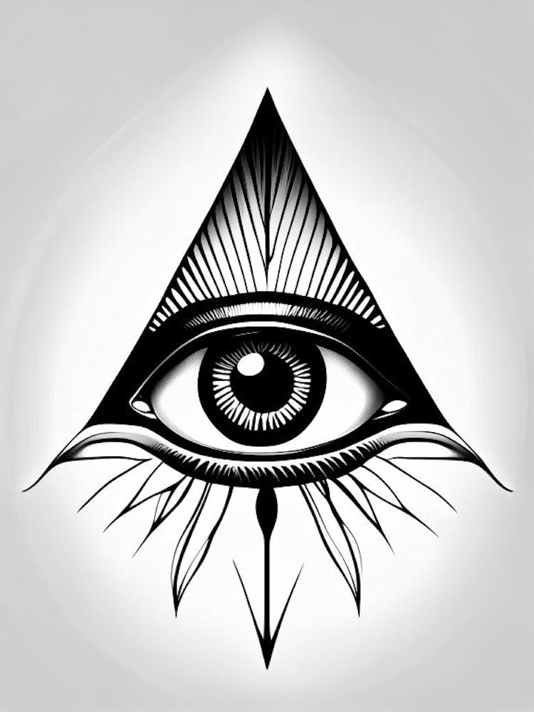 Perception, Symbol, Third Eye Simple Black & White Illustration 2