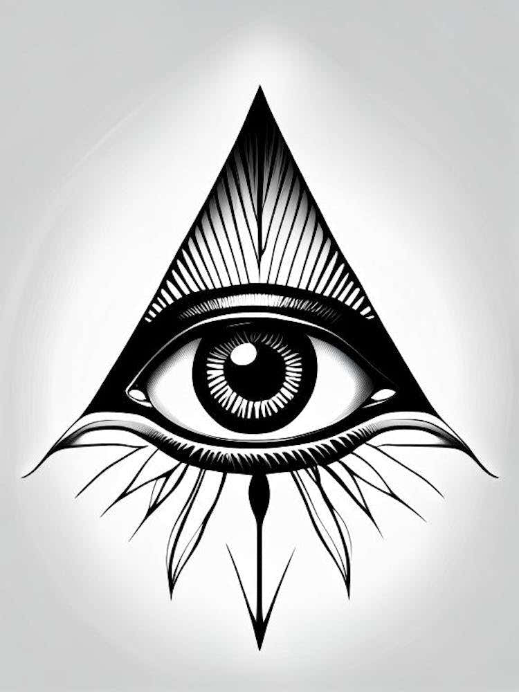Perception, Symbol, Third Eye Simple Black & White Illustration 2