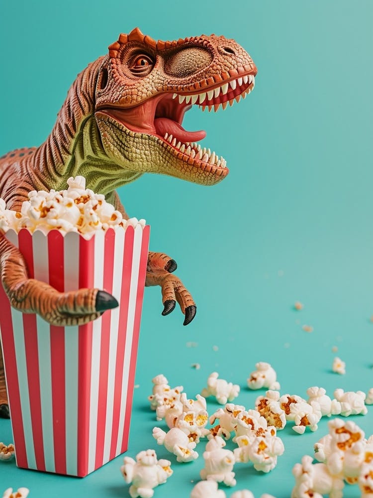 Toy Dinosaur Eating Popcorn 3