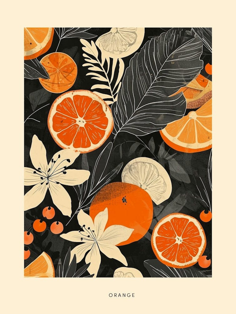 Orange  Art Deco Poster