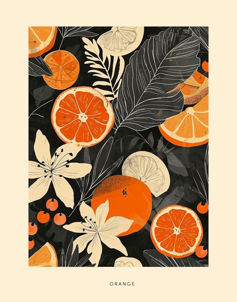 Orange  Art Deco Poster