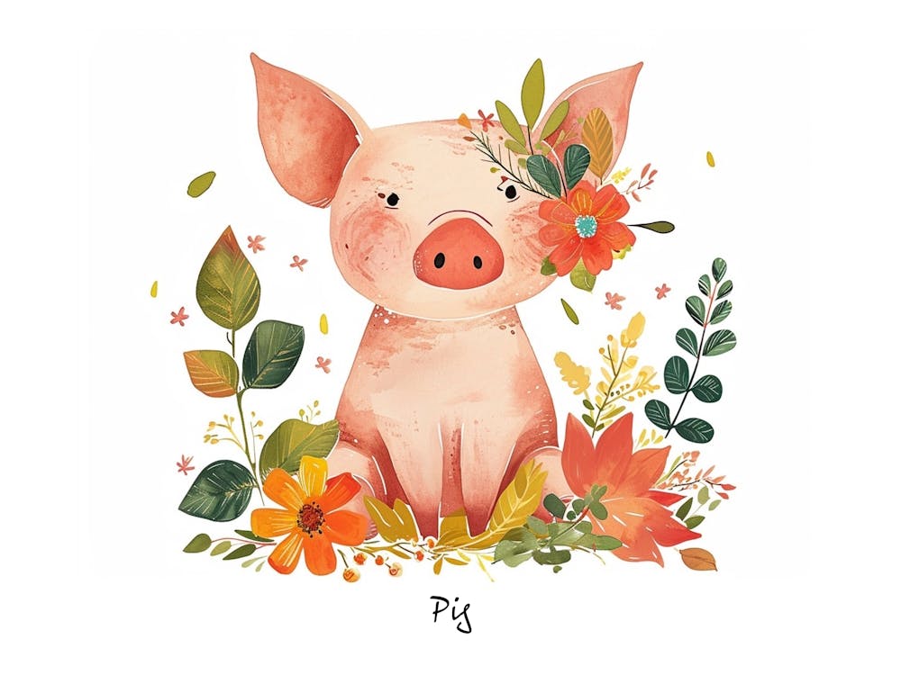 Little Floral Pig 2 Poster