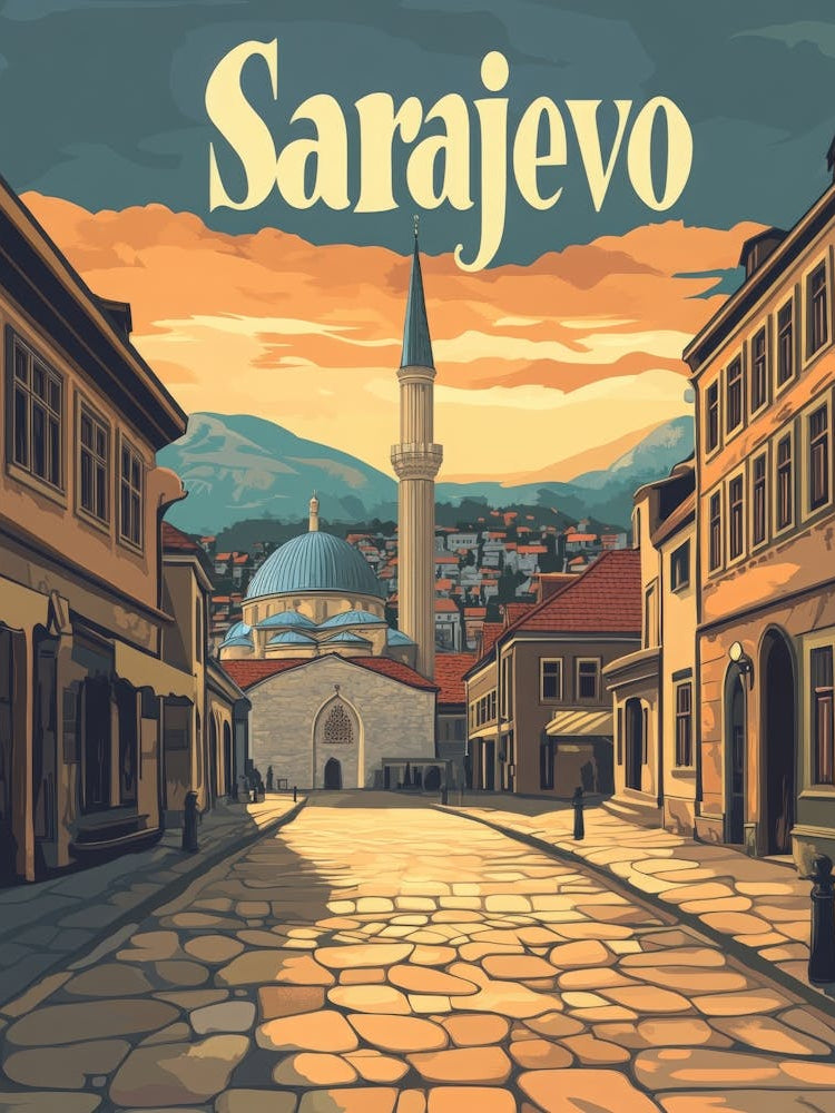 Aihrgdesign A Vintage Travel Poster Of Sarajevo 1