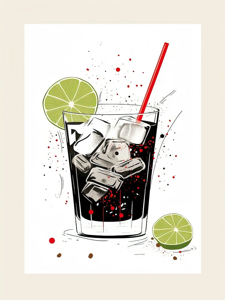 Illustration Cuba Libre Floral Infusion Cocktail 4