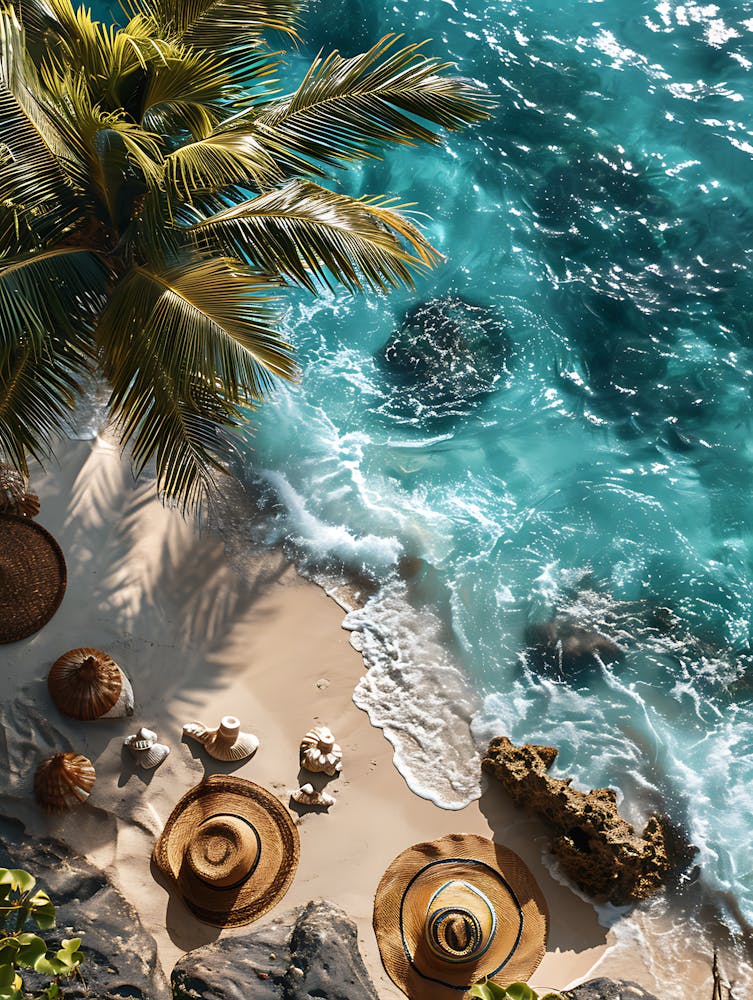 Beach Scene With Palm Trees