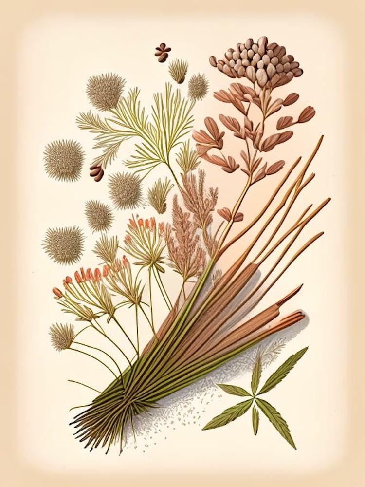 Caraway Seeds Spices And Herbs Retro Drawing 1