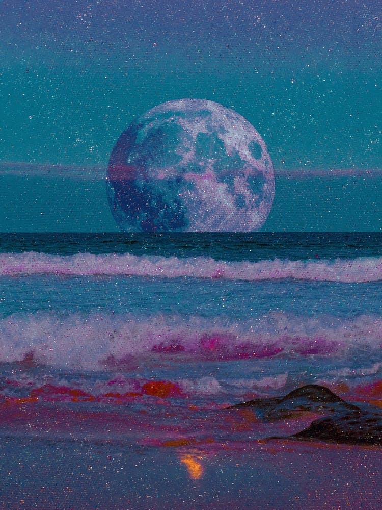 Blue Sparkly Moon Collage