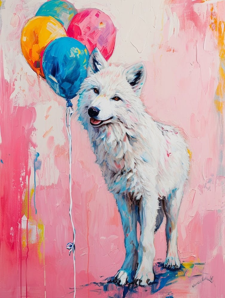 Cute Arctic Wolf 2 With Balloon