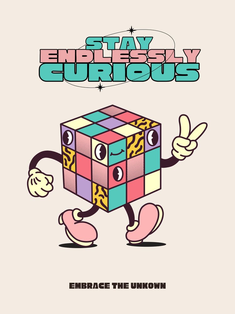 Stay Endlessly Curious Retro Cartoon Wanderlust Quote 2