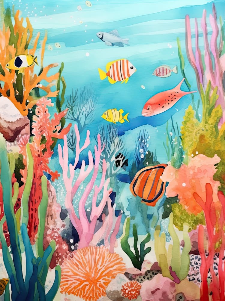 Coral Reef Watercolor Painting