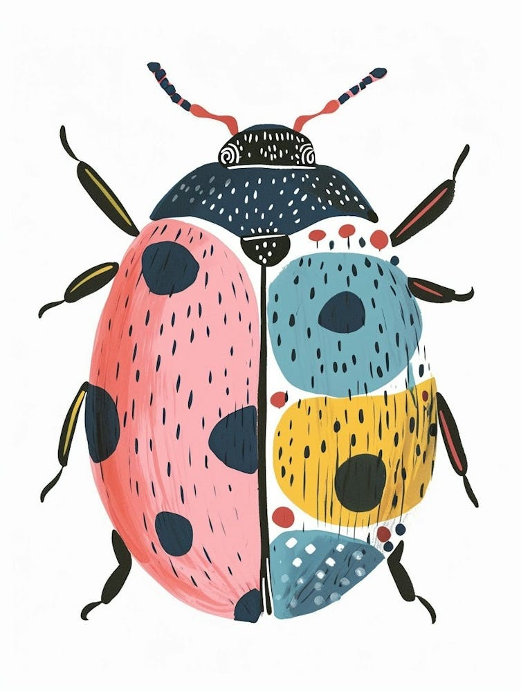 Farbenfrohe Insektenillustration Marienkäfer 22