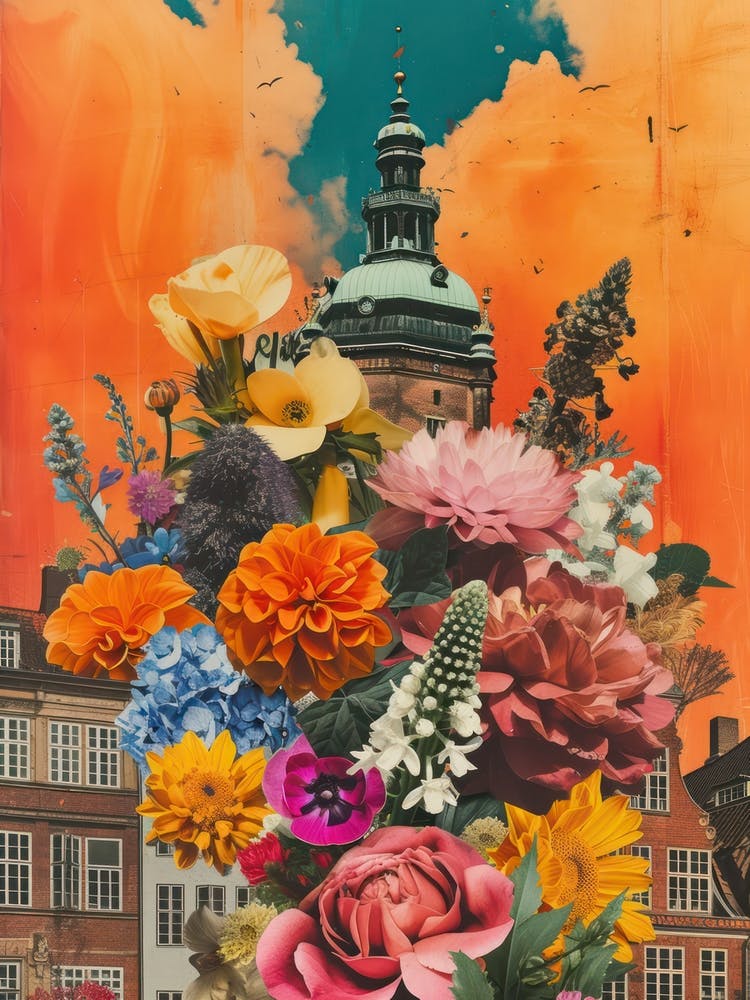 Copenhagen   Floral Retro Collage Style 2