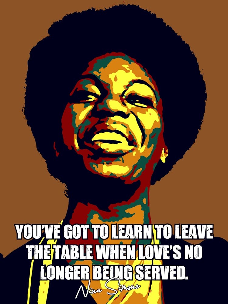 Nina Simone Pop Art Illustration with  Quotes