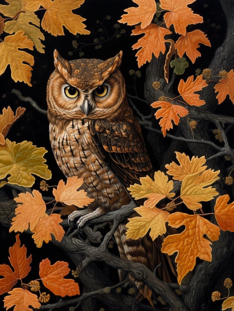 Dark And Moody Botanical Eastern Screech Owl 3