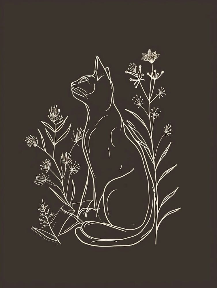 Tiffany Cat Minimalist Illustration 1