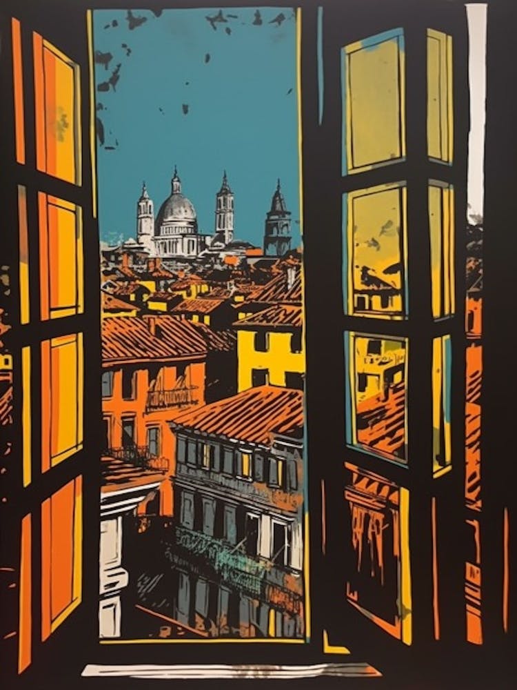 A Window View Of Venice In The Style Of Pop Art 1