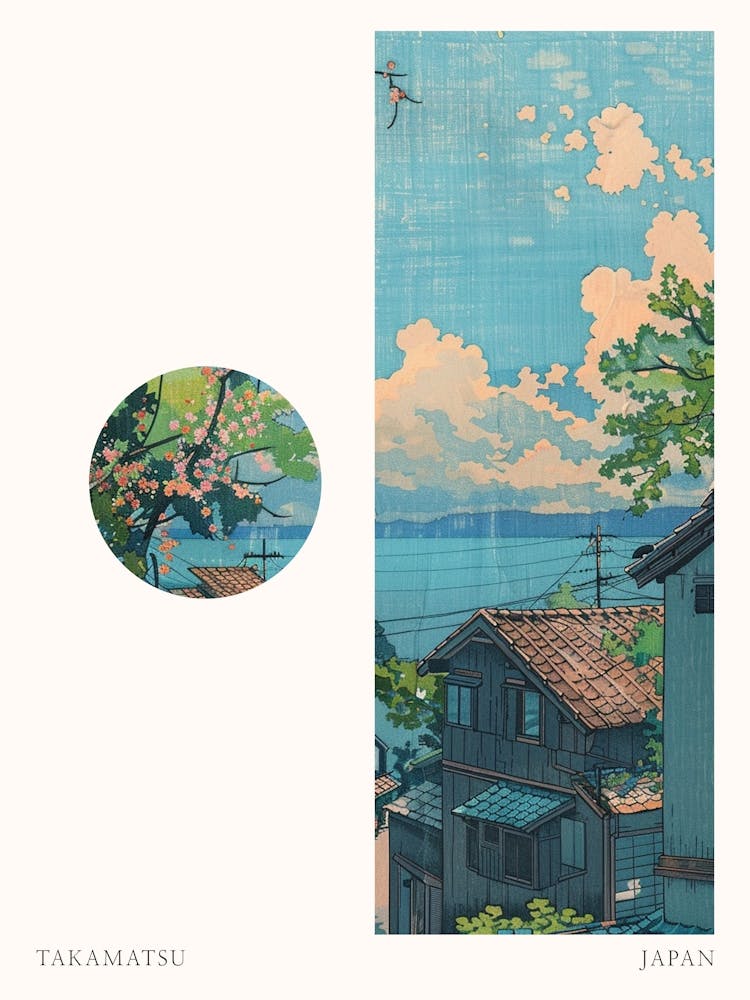 Takamatsu Japan Cut Out Travel Poster