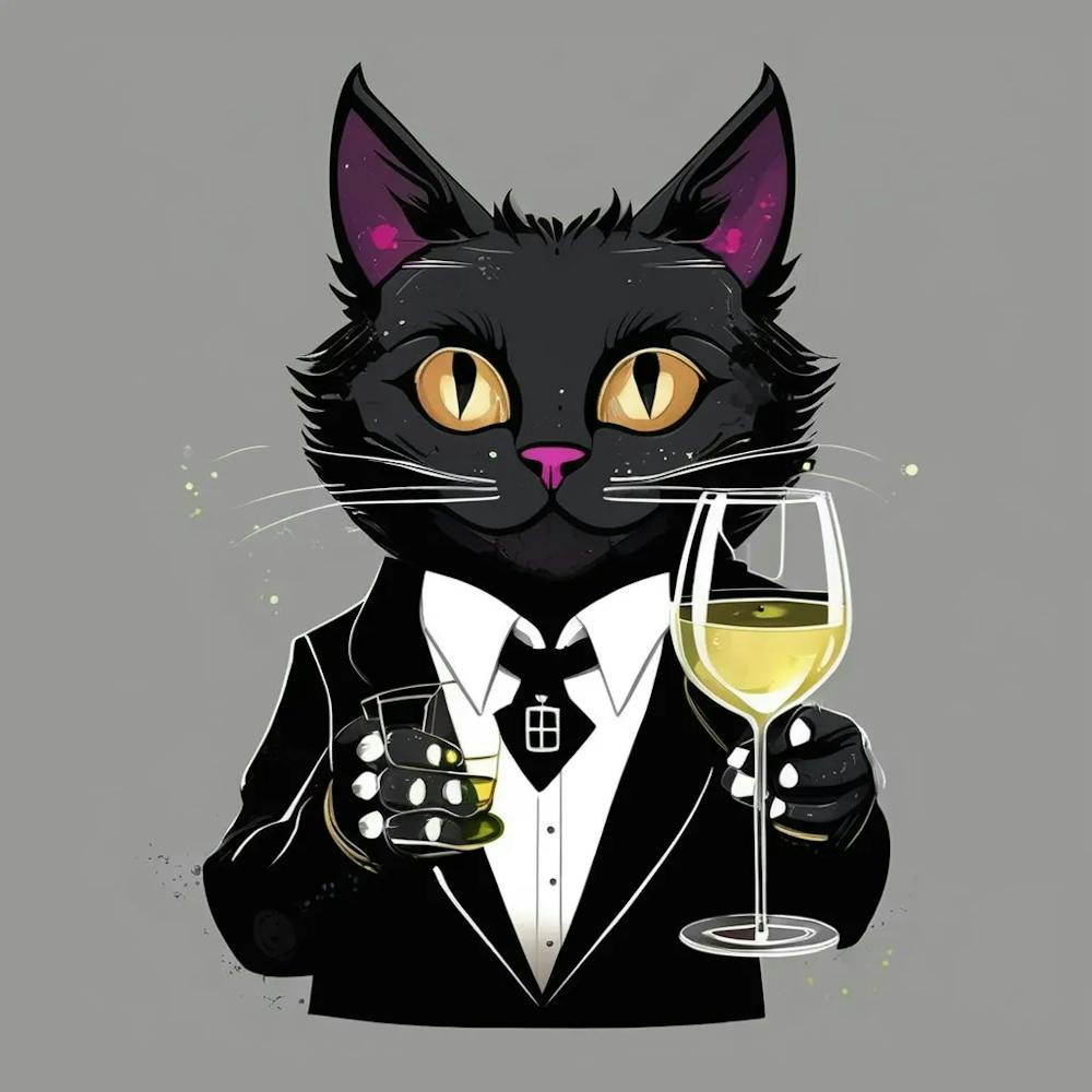 Chat En Costume Tenant Un Verre de Vin 4