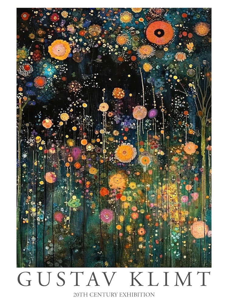 Gustav Klimt Print Klimt Poster Klimt Exhibition Poster Painting Night Wildflower Garden