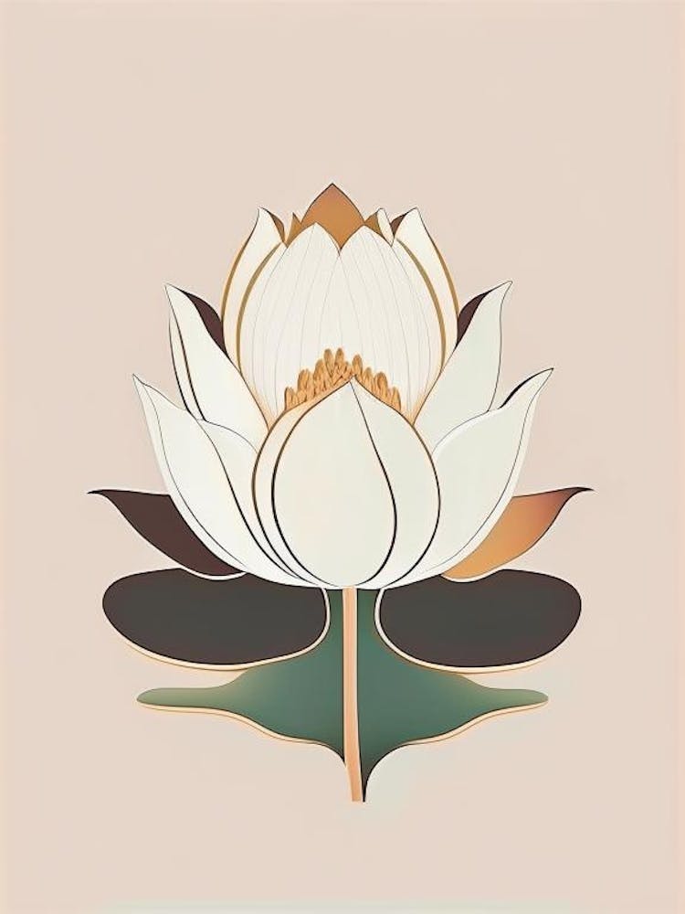 Blooming Lotus Flower In Lake Retro Minimal 2
