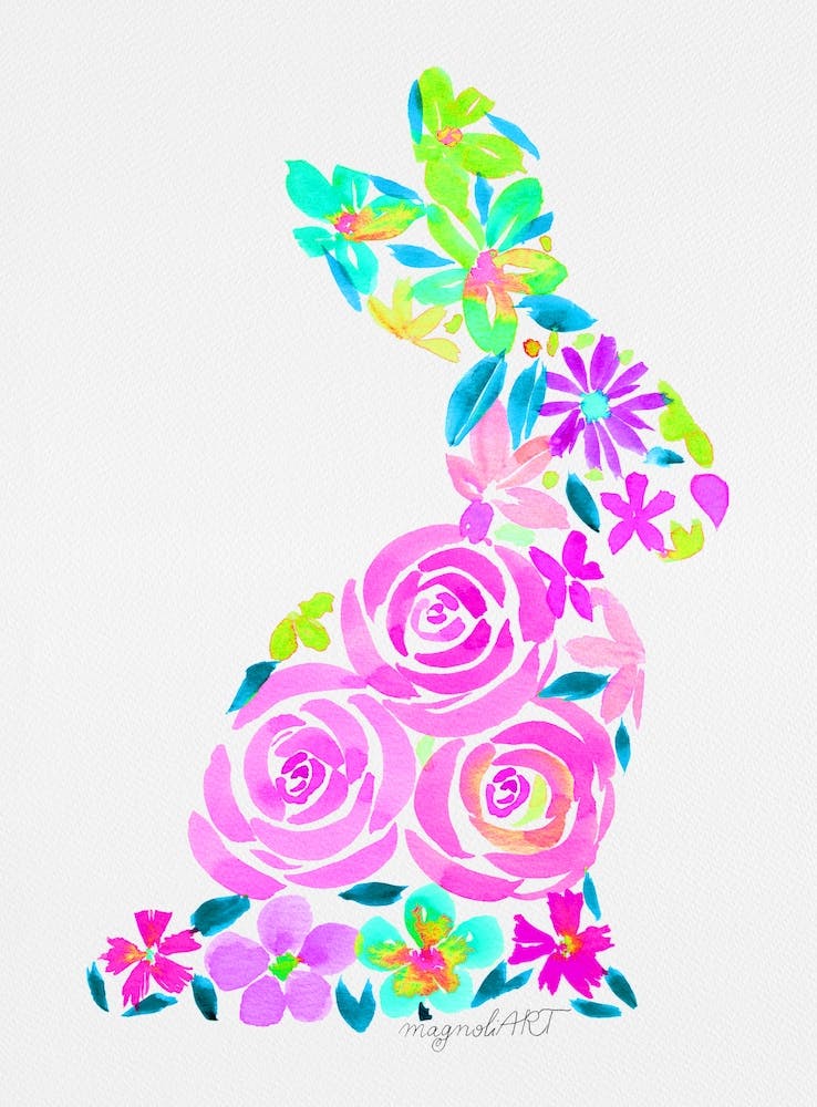 Easter Bunny Watercolor Artwork 1