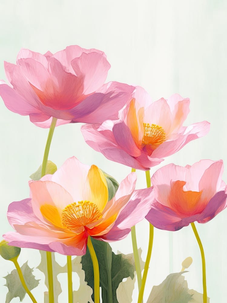 Lotus Flowers Acrylic Painting In Pastel Colours 8