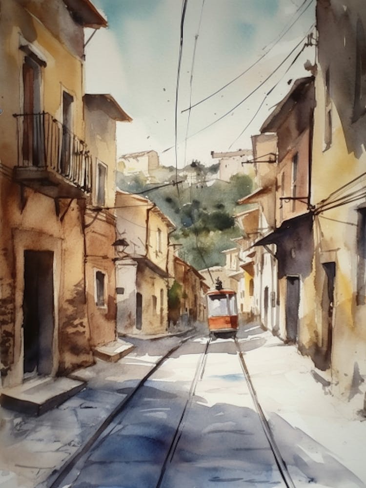 Painting Of Athens Greece In The Style Of Watercolour 1