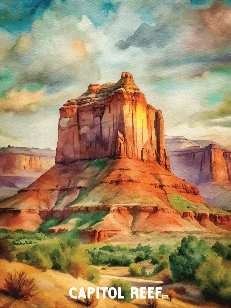 Capitol Reef National Park Watercolor Painting