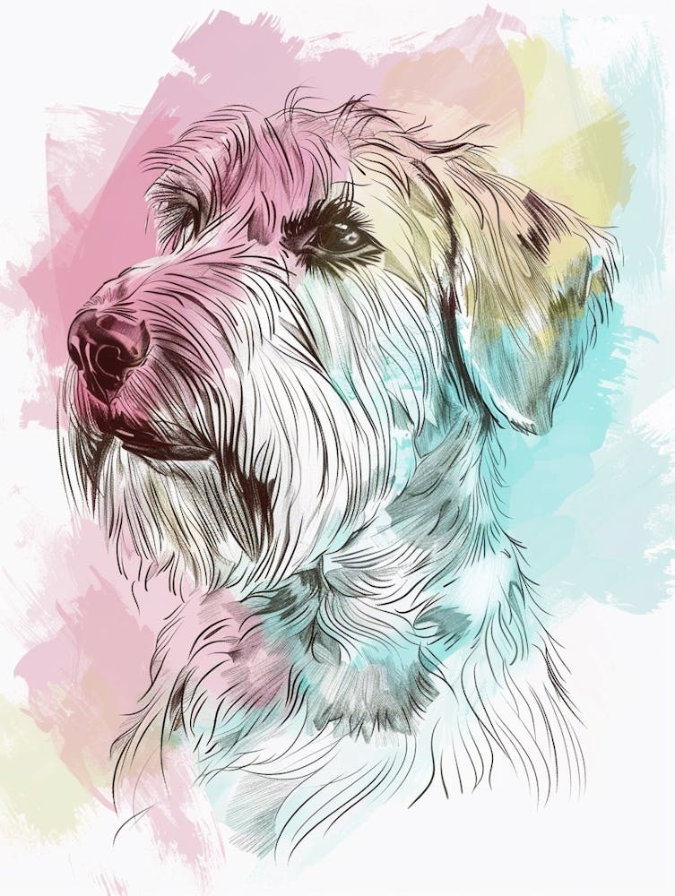 Spinone Dog Line Watercolour Illustration