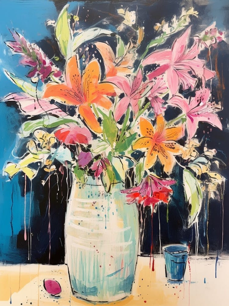 Flower Painting Fauvist Style Fuchsia 1