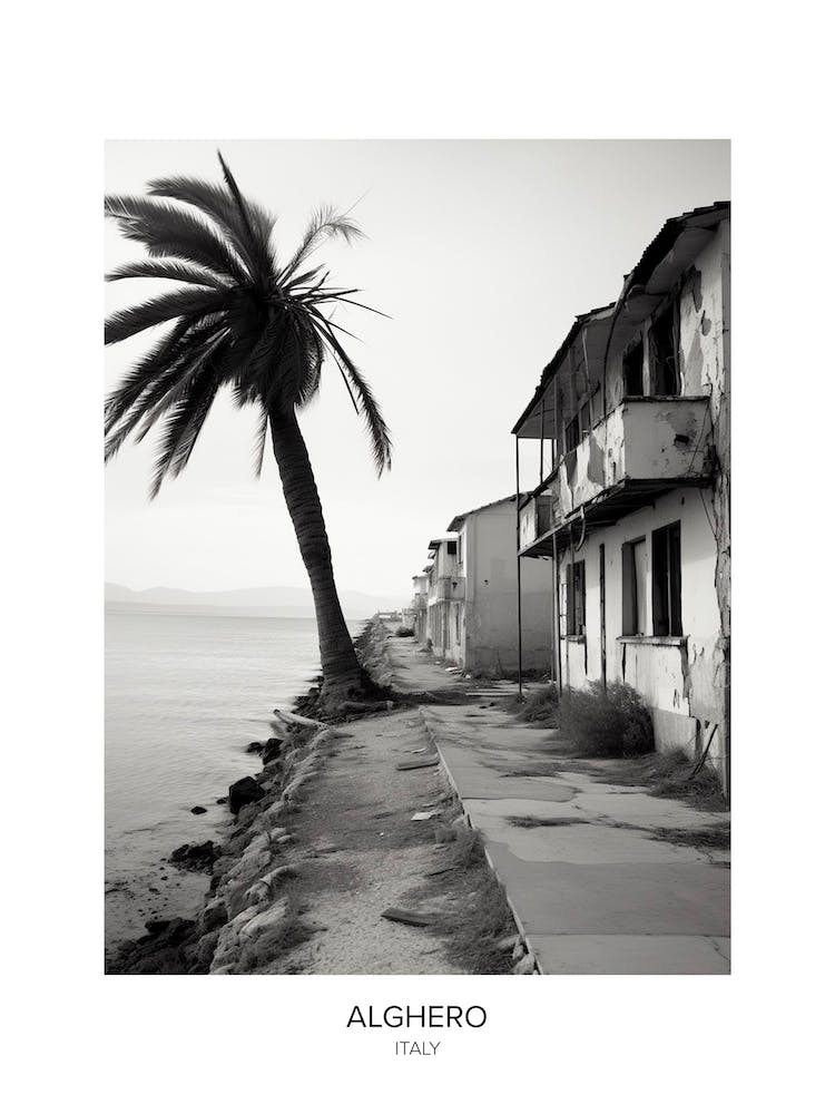 Poster Of Alghero, Italy, Black And White Photo 3