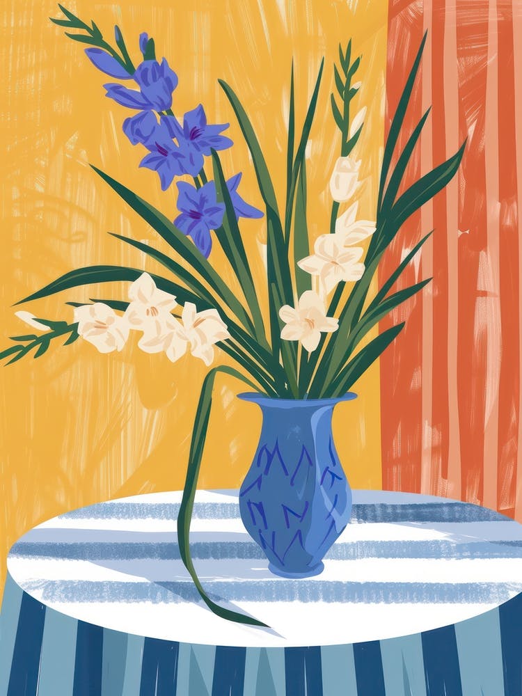 Gladiolus Flowers On A Table   Contemporary Illustration 2