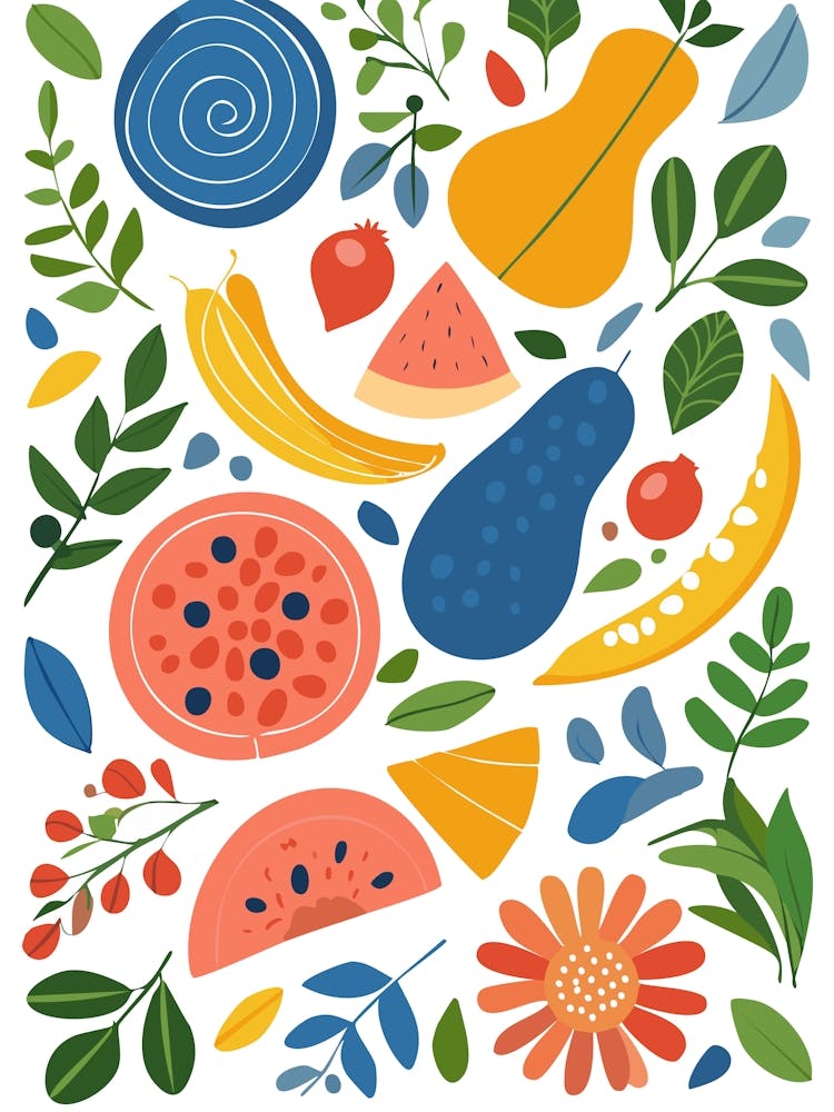 Fruit And Vegetables Matisse Style