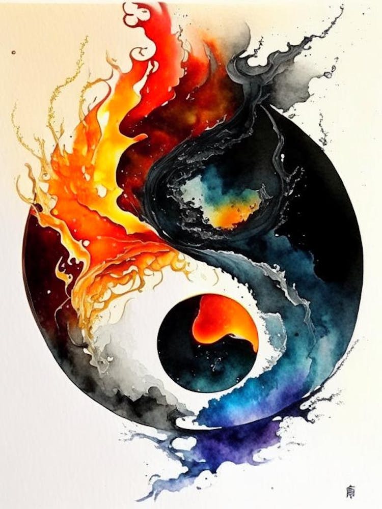 Fire And Water 7 Yin And Yang Japanese Ink