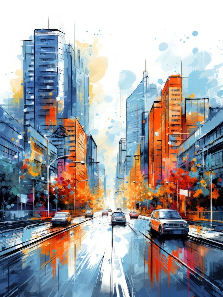 Abstract City Street Painting