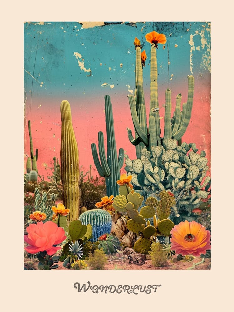 Wanderlust Vintage Catus Poster 1