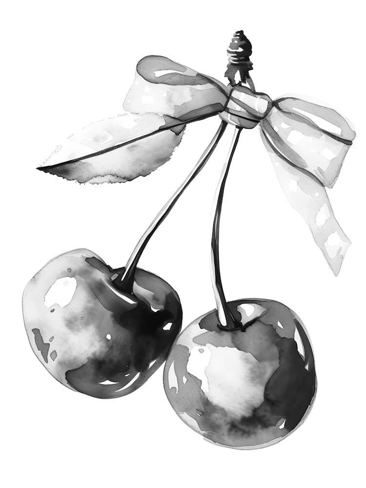 Cherry - Black And White Drawing