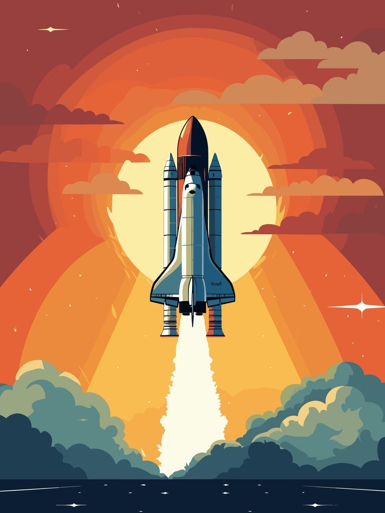 Space Shuttle Launch Vector Illustration