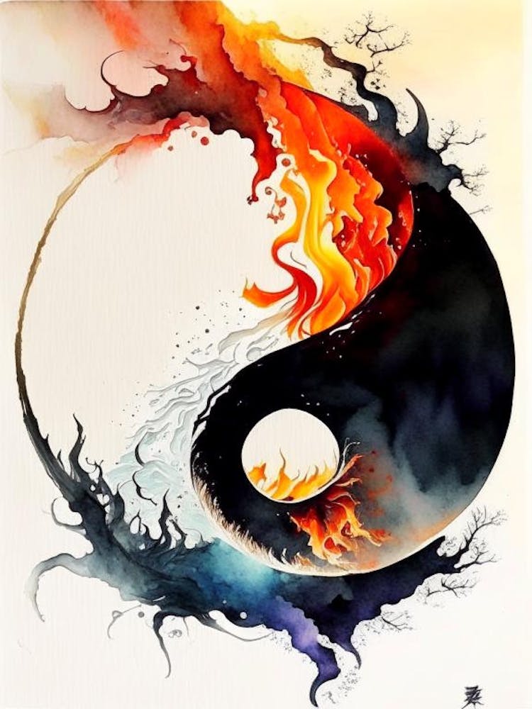 Fire And Water 4 Yin And Yang Japanese Ink