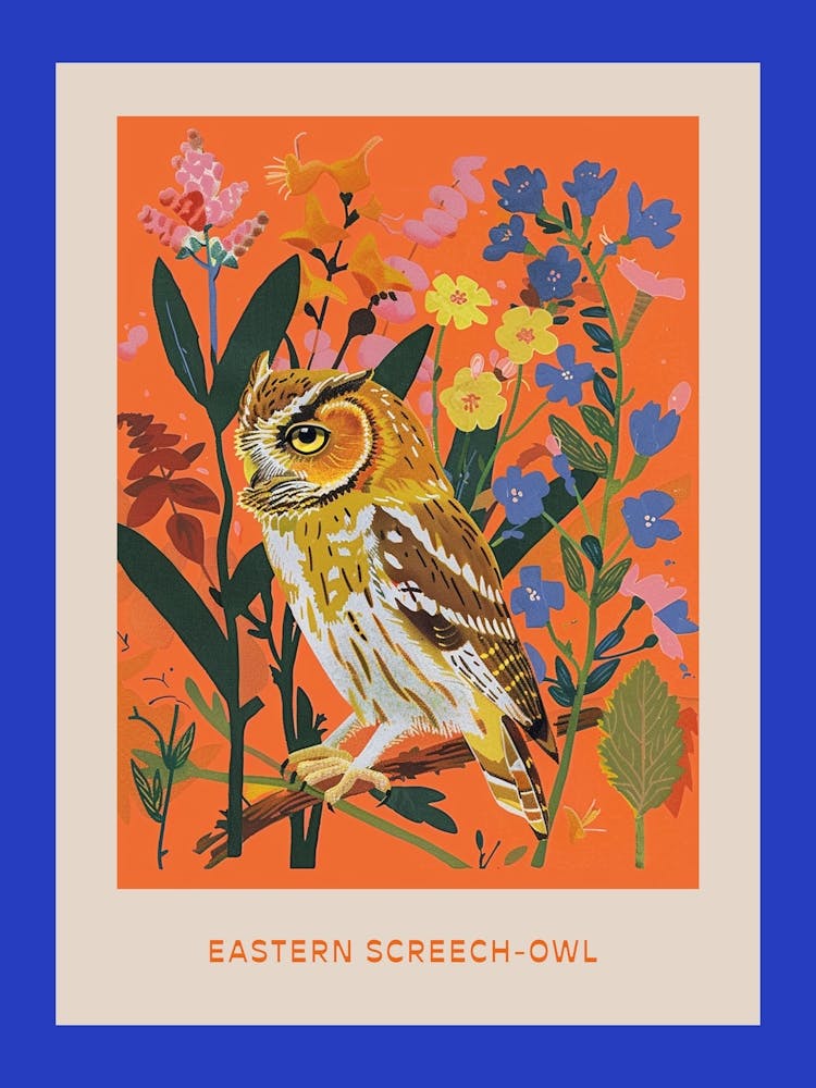 Spring Birds Poster Eastern Screech Owl 3