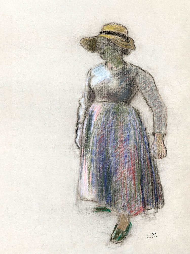 A Peasant Girl in a Straw Hat (ca. 1892), Camille Pissarro