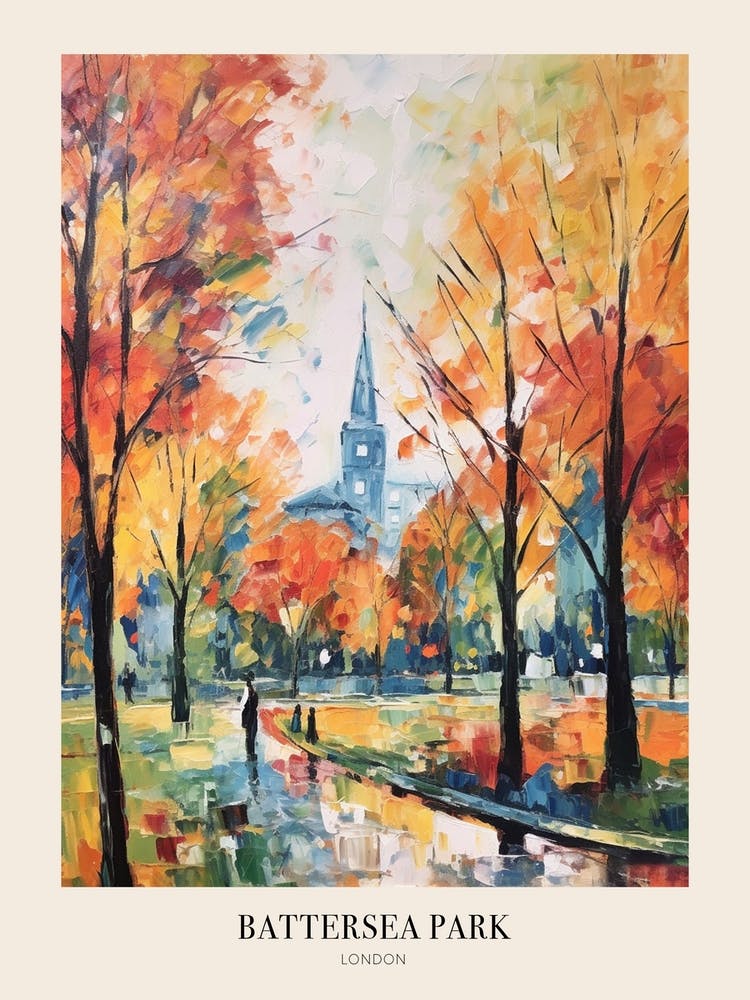 Autumn City Park Painting Battersea Park London 1 Poster