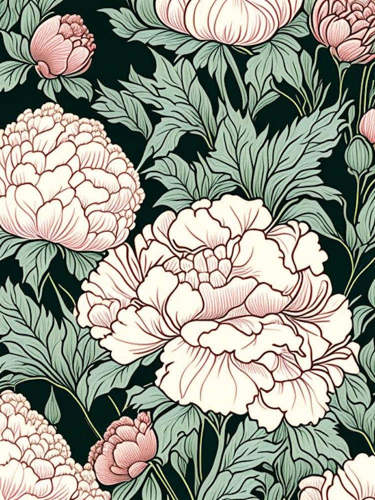 Lower Gardens Peonies 3 Drawing