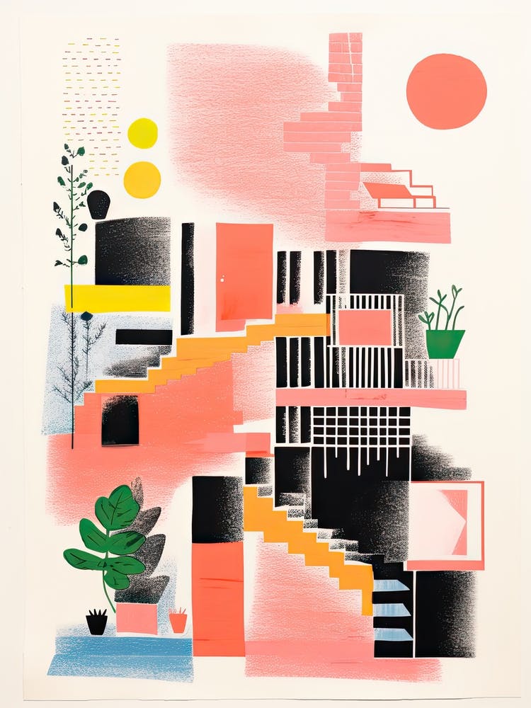A House In Barcelona, Abstract Risograph Style 8