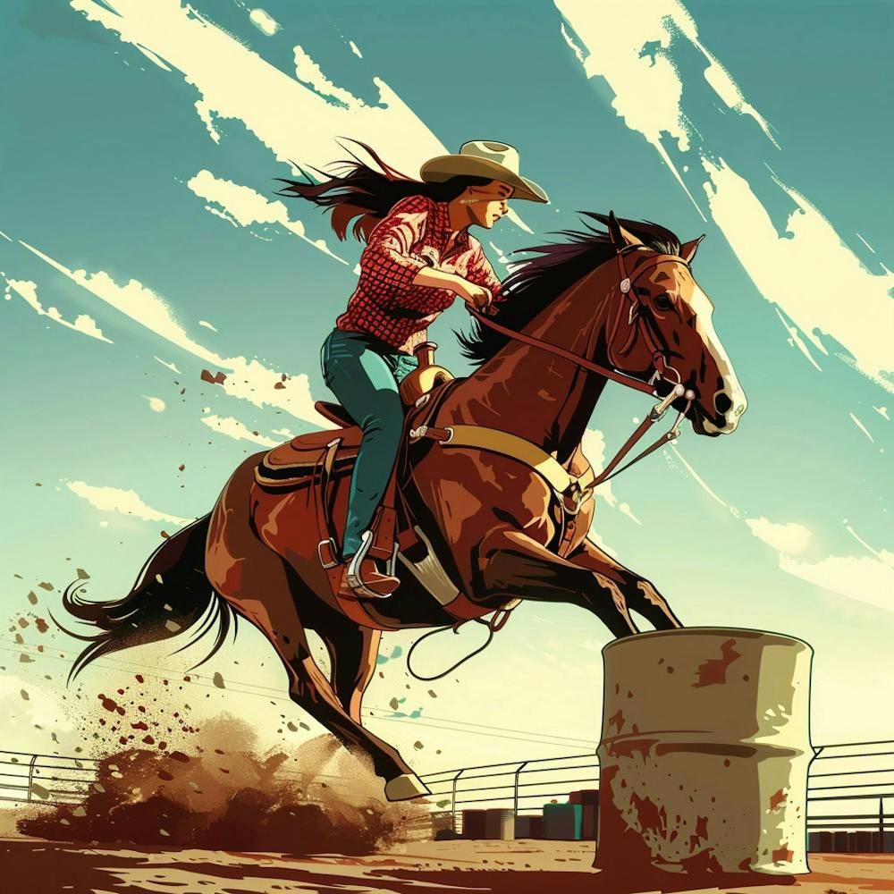 Cowgirl Jumping Barrel