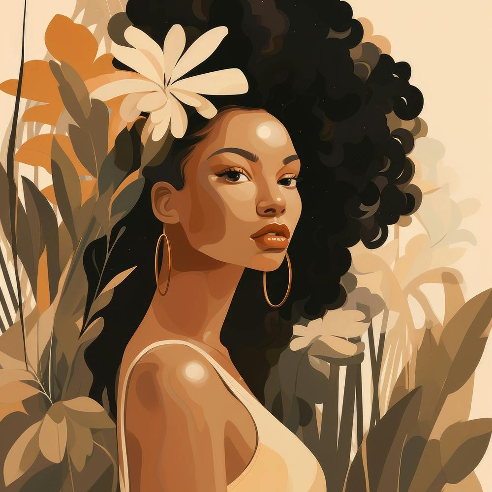 Fille Afro Avec des Fleurs 1