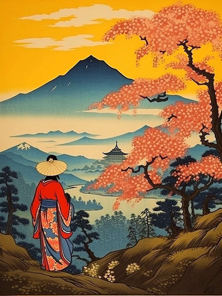 Mount Fuji, Japan Vintage Travel Art 3