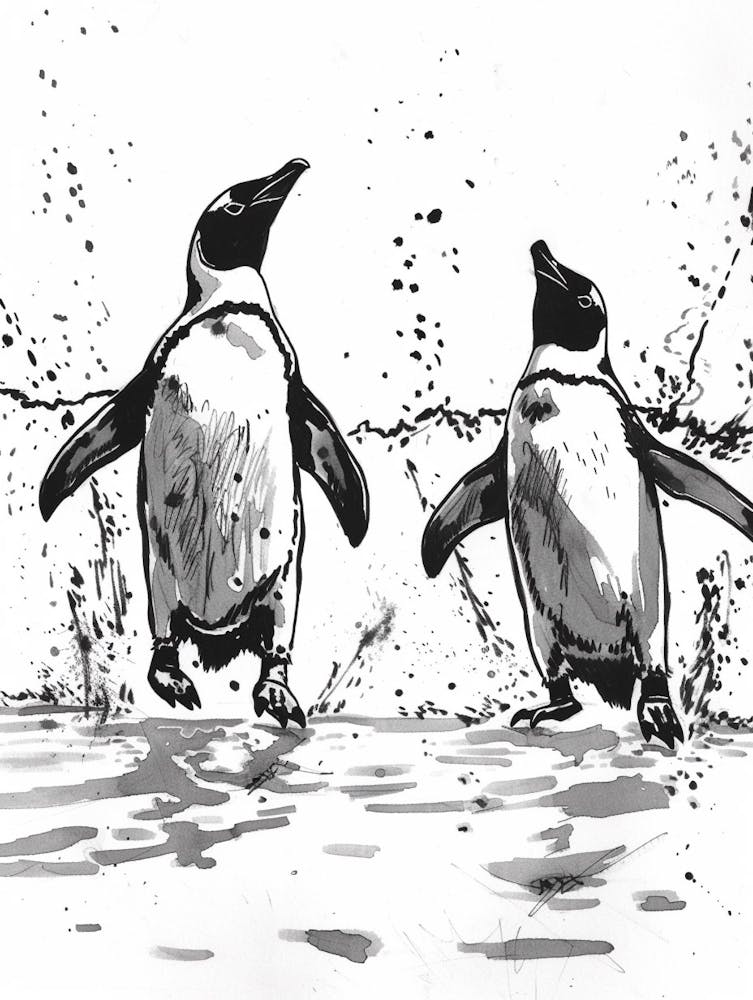 Emperor Penguin Chasing Each Other 4